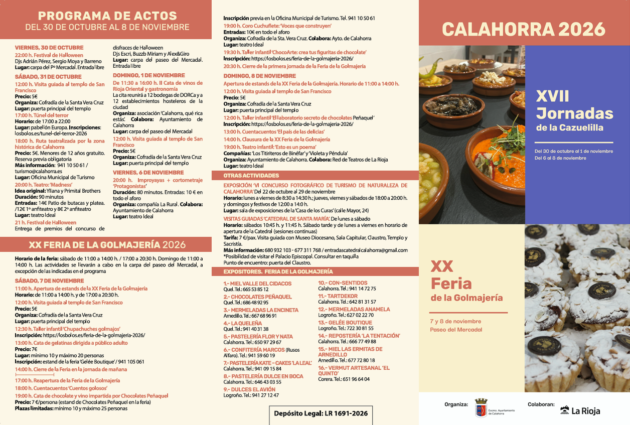 Programa jornadas cazuelilla y golmajeria de calahorra 2026